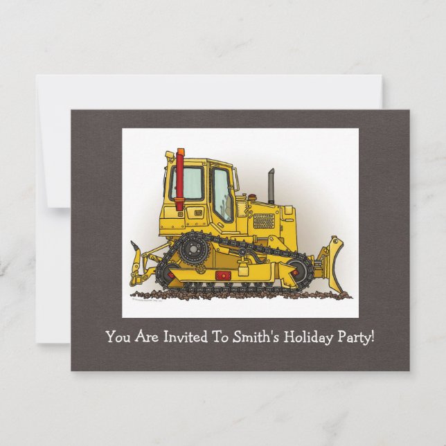 Big Bulldozer Dozer Invitation (Front)
