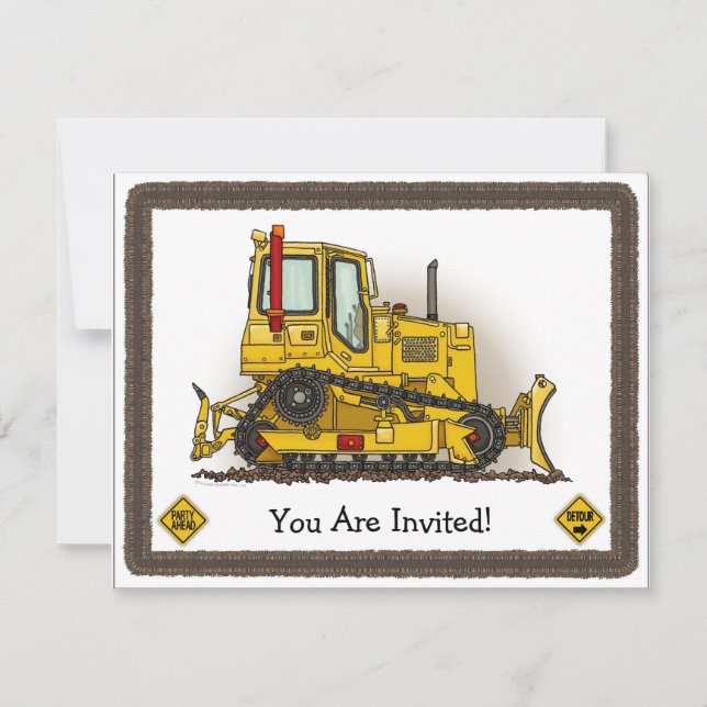 Big Bulldozer Dozer Kids Party Invitation (Front)