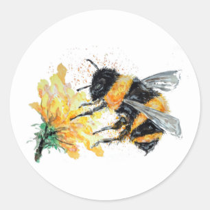 Big Bumble Bee collecting Pollen Classic Round Sticker
