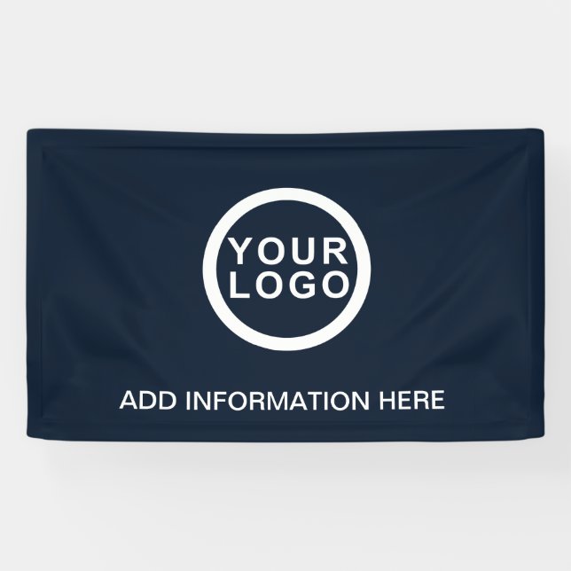 Big Business Logo Professional Navy Blue White Banner (Horizontal)