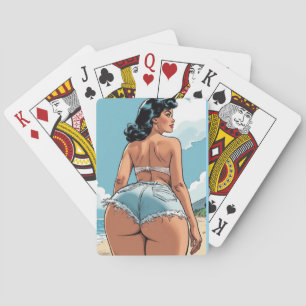 Big butt retro girl art poker playing cards