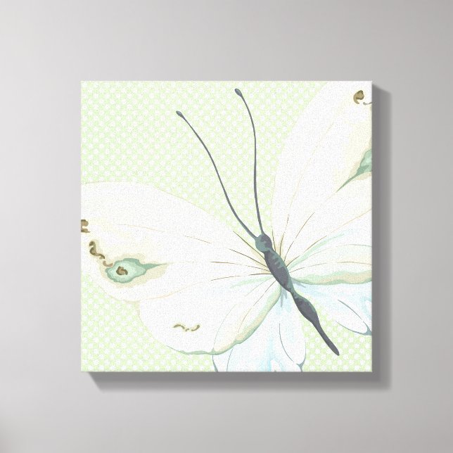 Big Butterfly on Polka Dots Canvas Print (Front)