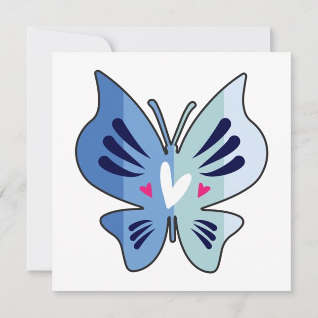Big Butterfly With Herts And Text Template (Front)