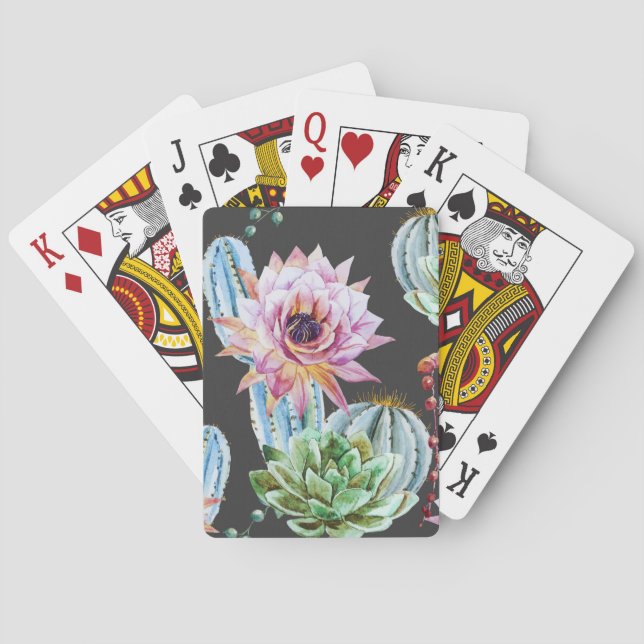 Big Cactus Pattern Playing Cards (Back)