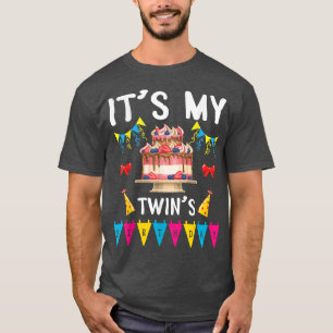 Big Cake Balloon Happy To Me Dad Mum Its My Twins T-Shirt
