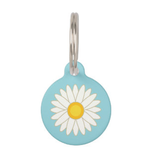 Big Cartoon Daisy Flower With Custom Info Pet Tag