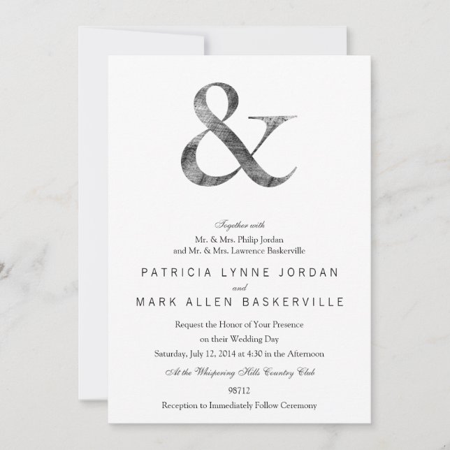 Big Caslon Medium Black Letterpress Grain Invitation (Front)