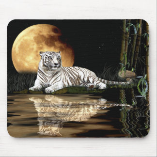 Big Cat Bengal Indian Tiger and Full Moon Mousemat