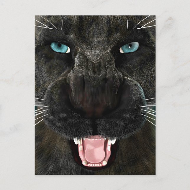 Big Cat Black Panther Holiday Postcard (Front)