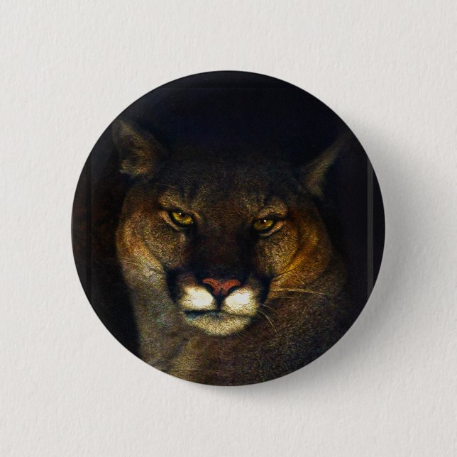 Big Cat Cougar Mountain Lion Art Design 6 Cm Round Badge (Front)