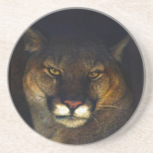 Big Cat Cougar Mountain Lion Art Design Coaster (Front)