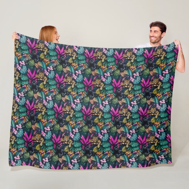 Big Cat Dreams Seamless Surface Pattern Fleece Blanket (In Situ)