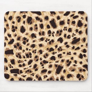 Big Cat, Leopard Fur Print Seamless Pattern Design Mouse Pad