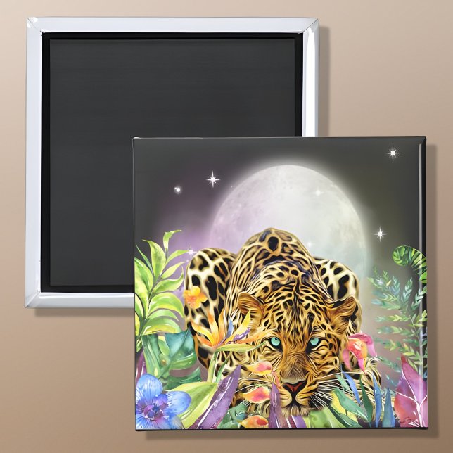 Big Cat Leopard Under the Moon Magnet (Creator Uploaded)