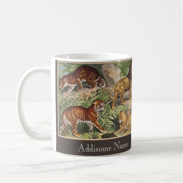 Big Cat Lions Tigers, Leopards, Animals Print Coffee Mug (Left)