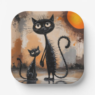 Big Cat Little Cat Halloween Paper Plate