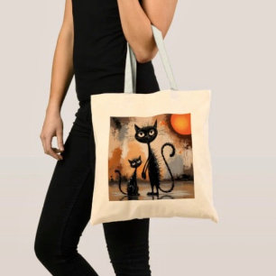 Big Cat Little Cat Halloween Tote Bag