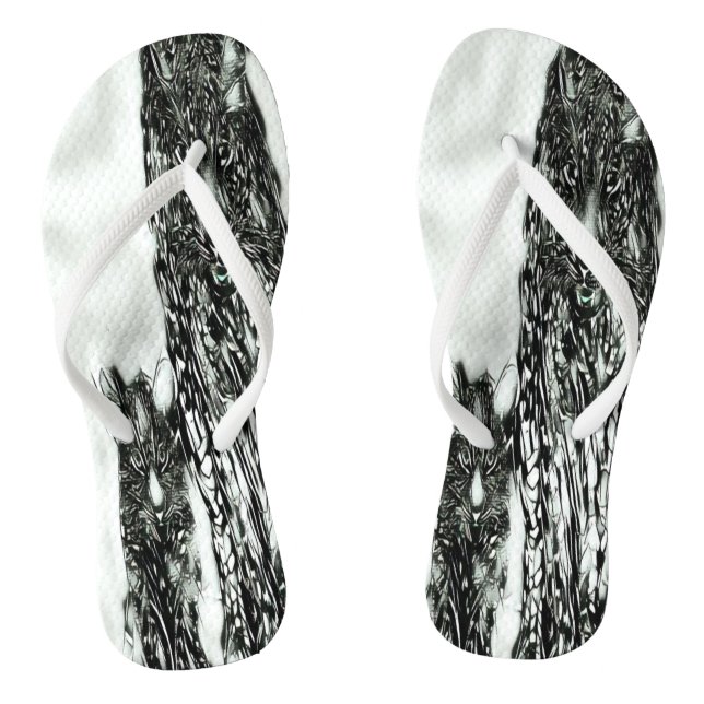 Big Cat Models: Magnified Snow Leopard & Cub 01-04 Jandals (Footbed)