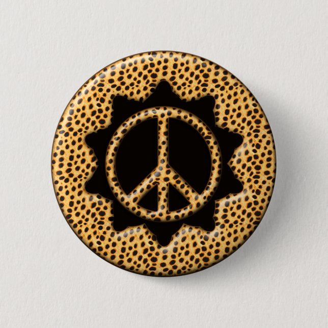 BIG CAT PEACE SIGN 6 CM ROUND BADGE (Front)