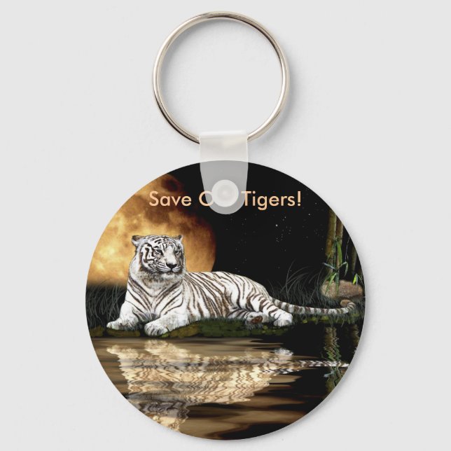 Big Cat Rare White Tiger Collection Key Ring (Front)