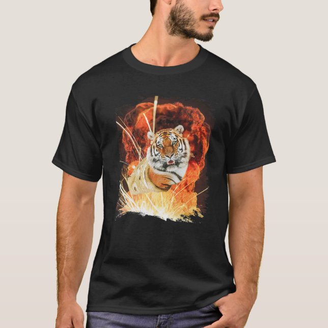 Big Cat Tiger In Burrito Explosion T-Shirt (Front)