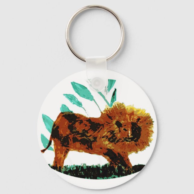 Big Cat Wildlife Art Lion Key Ring (Front)
