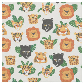 Big Cats Lions Tigers Panther Pattern Fabric