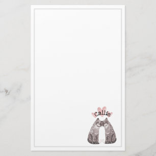 Big Cats Snuggle Add Your Name Kids Stationery