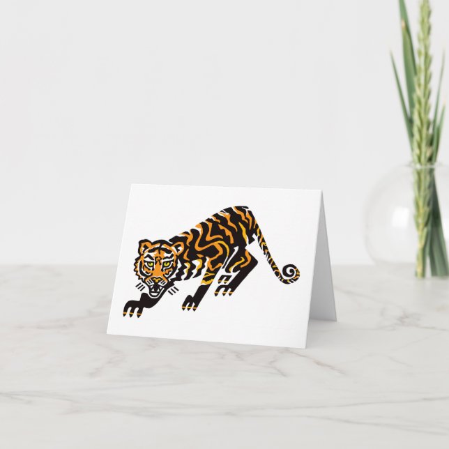 Big cats- TIGER-  Endangered animal graphic Thank You Card (Front)
