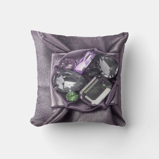 Big Chunky Purple Faux Jewelled Mojo Pillow (Front)