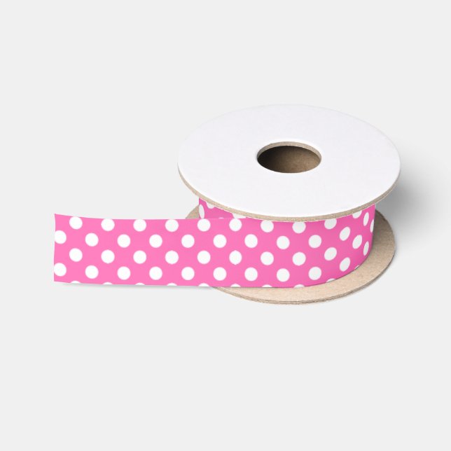 Big Circles Design Hot Pink Satin Ribbon (Spool)