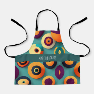 Big Circles Orange Blue Geometric Pattern Apron