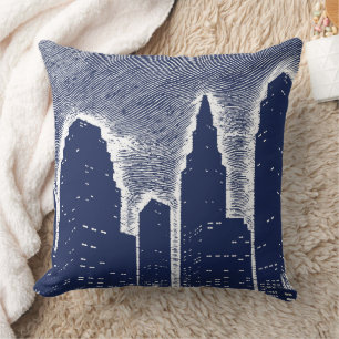 Big City Night Lights cityscape skyline Cushion
