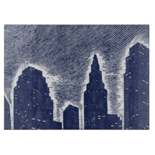 Big City Night Lights cityscape skyline Cutting Board