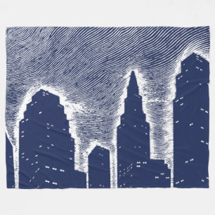 Big City Night Lights cityscape skyline Fleece Blanket