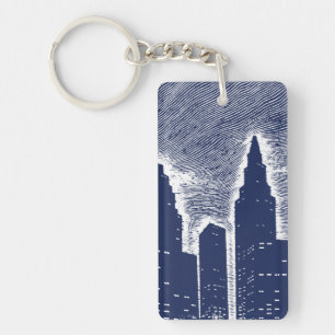Big City Night Lights cityscape skyline Key Ring