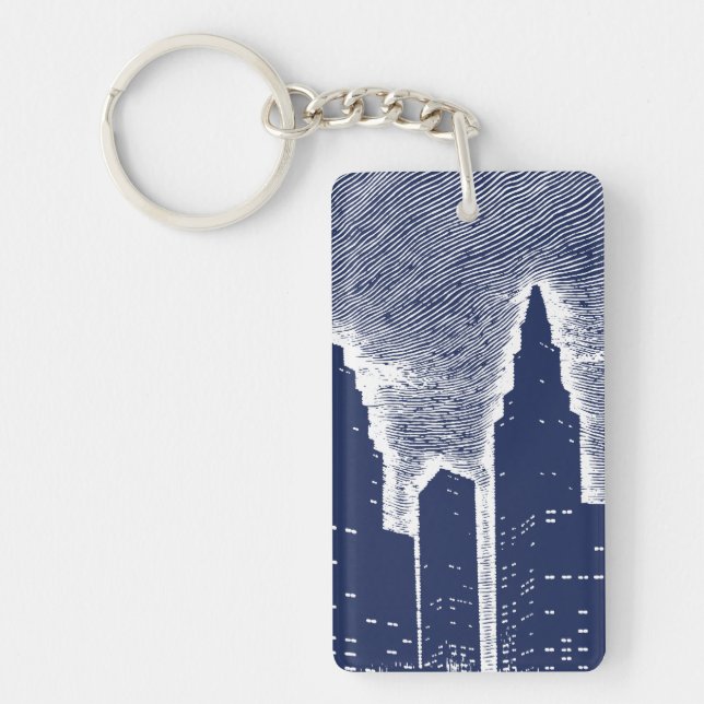 Big City Night Lights cityscape skyline Key Ring (Front)