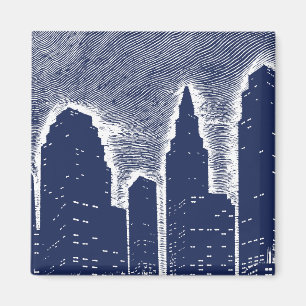 Big City Night Lights cityscape skyline Magnet