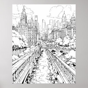Big City Park Coloring Poster