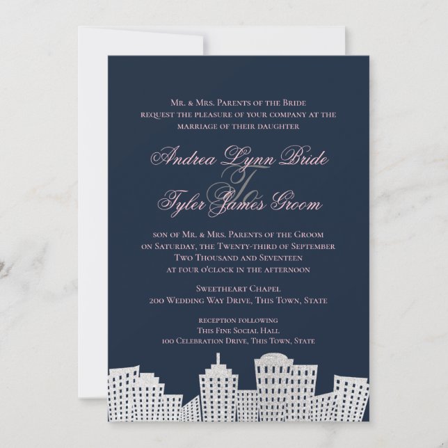 Big City Silhouette Wedding Invitation (Front)