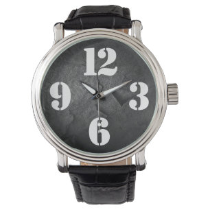 Big Clock Numbers On Black Slate Watch