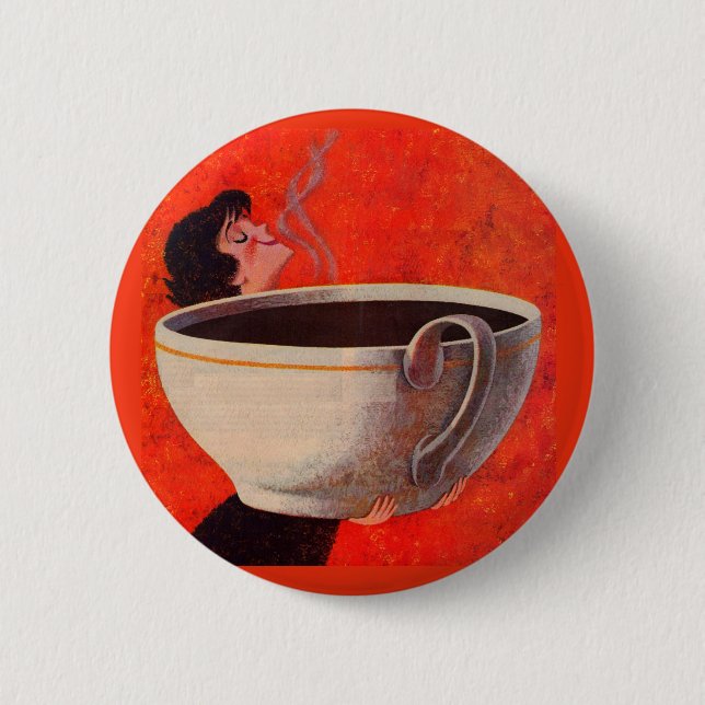 big coffee drinker 6 cm round badge (Front)