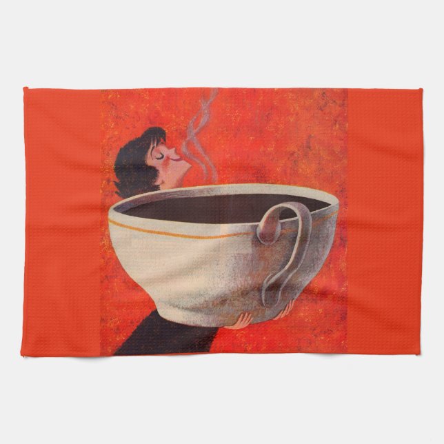 big coffee drinker print tea towel (Horizontal)