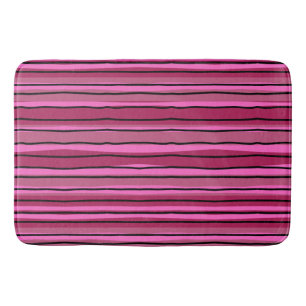 Big Colour Pop Hot Pink and Black Stripes Bath Mat