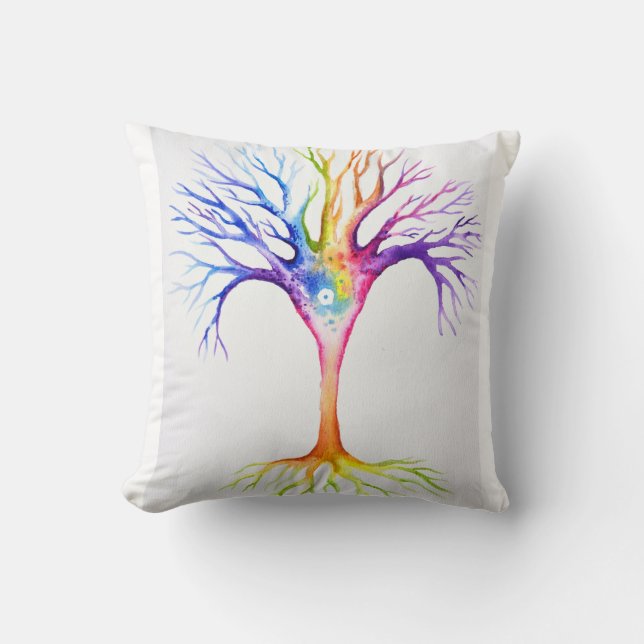 Big colourful neuronal tree cushion (Front)