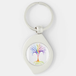Big colourful neuronal tree key ring