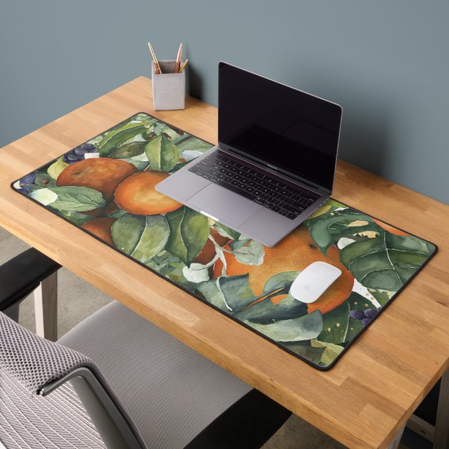 Big Colourful Orange Fruit & Foliage Design Desk Mat (Office 2)