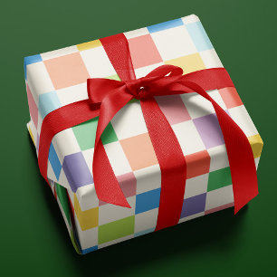 Big Colourful Rainbow Chequerboard Pattern Wrapping Paper