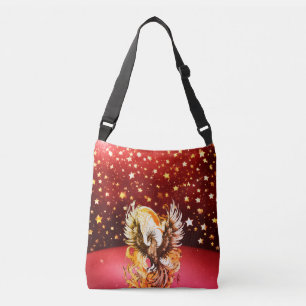 Big Colourful Stars on a Shiny Red Background - Crossbody Bag