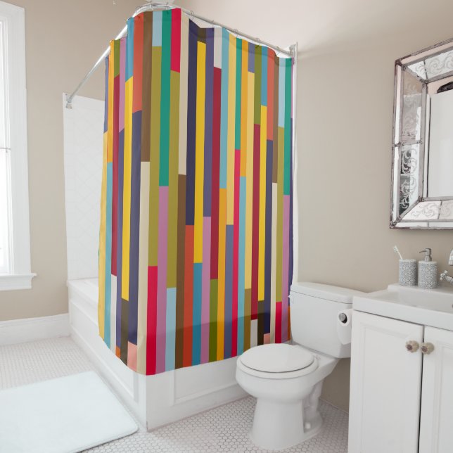 Big Colourful Stripes  Shower Curtain (In Situ)